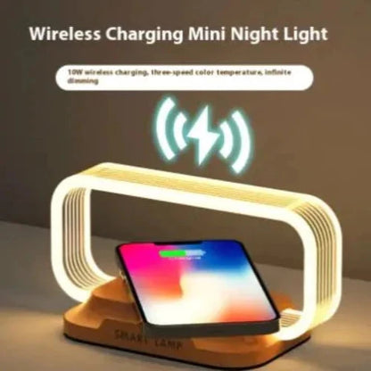 Multifunksjons trådløs laderstativ med LED-lampe